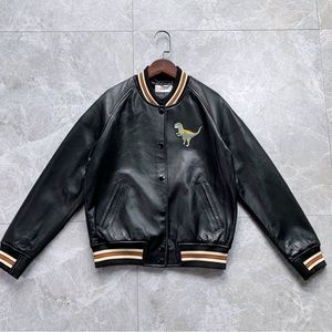 COACH Rexy Patch Lambskin Leather Varsity Jacket Women's Size 0